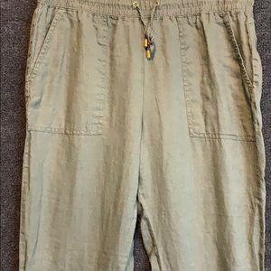 Linen Joggers in Olive Green